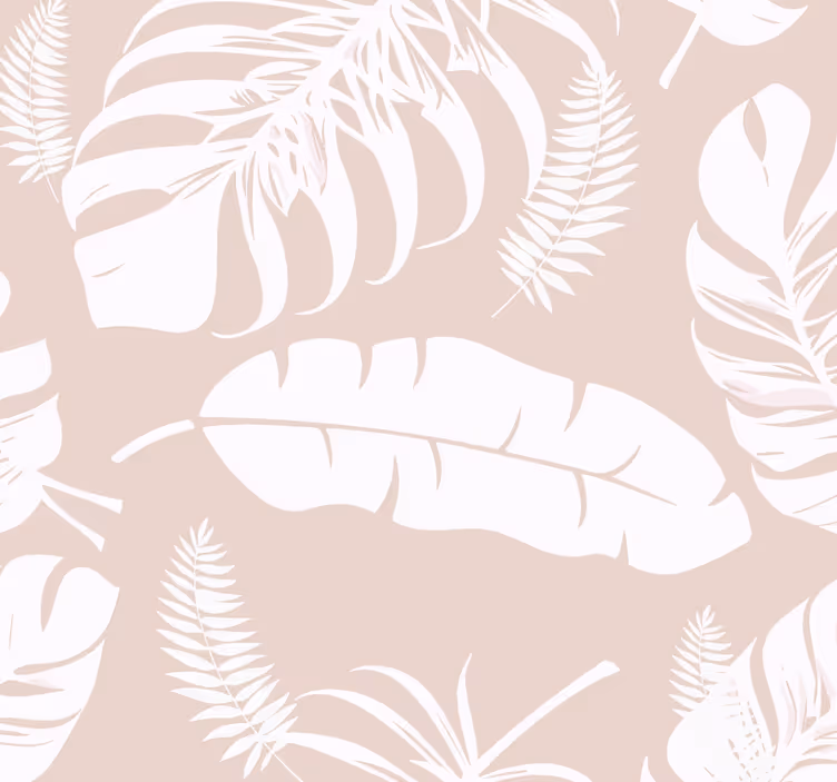 Rolgordijn beige met bananenbladeren patroon - TenStickers