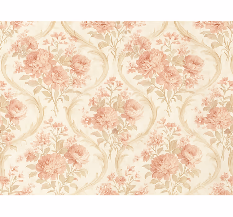 Rolgordijn roze vintage lichtgewassen bloemen ontwerp - TenStickers