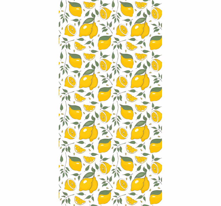 Rolgordijn geel citroenen en crem bloemen - TenStickers