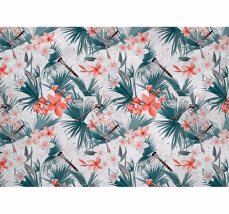 Keuken rolgordijn tropische planten en bloemen - TenStickers