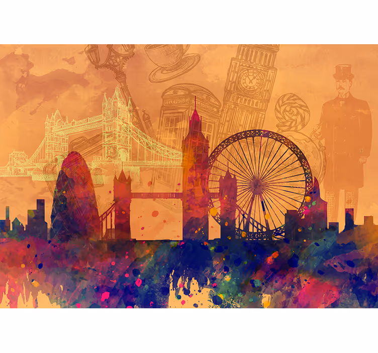 Keuken rolgordijn historische skyline silhouet - TenStickers