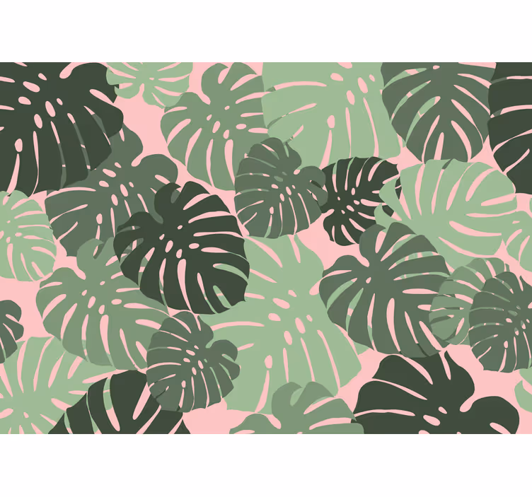 Keuken rolgordijn monstera bladeren roze kleur - TenStickers