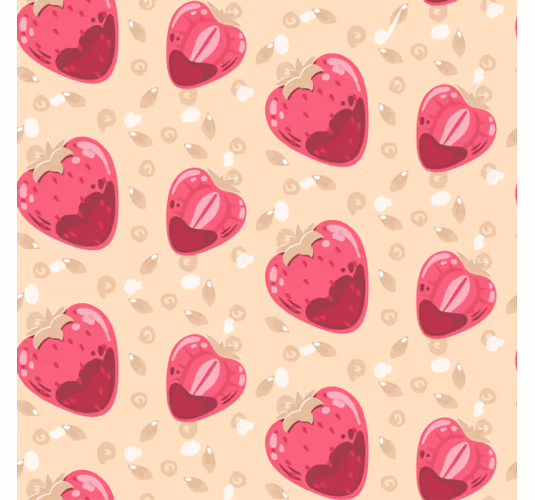 Keuken rolgordijn met aardbeienpatroon op beige - TenStickers