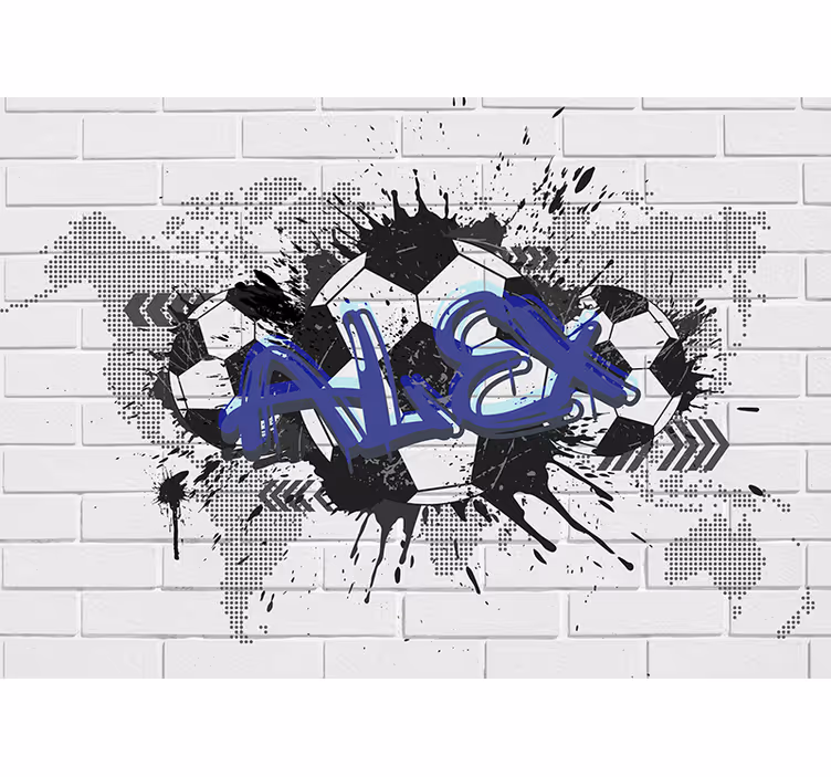 Wit rolgordijn football graffiti - TenStickers