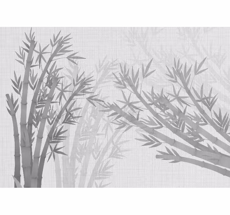 Wit rolgordijn japandi bamboebladeren met textuur - TenStickers