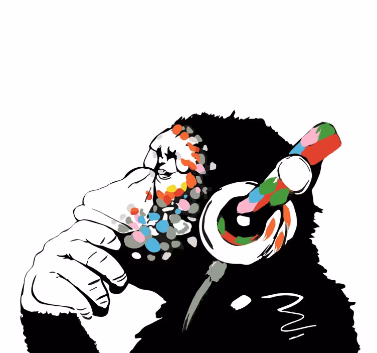 Rolgordijn woonkamer mono banksy muziek - TenStickers