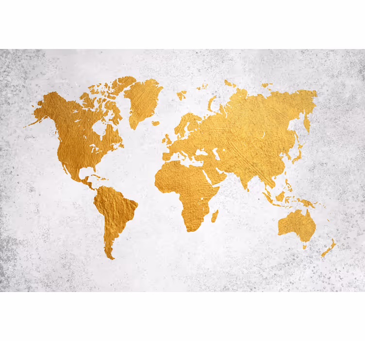 Rolgordijn woonkamer wereldkaart goud - TenStickers