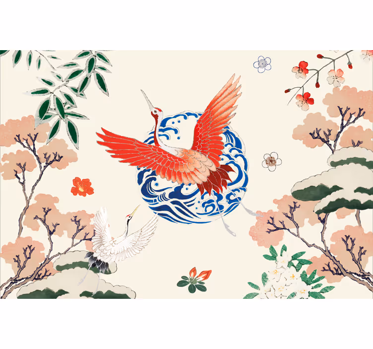 Rolgordijn woonkamer chinoiserie - TenStickers
