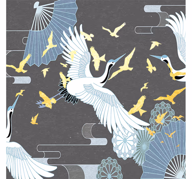 Rolgordijn woonkamer oriental bird - TenStickers