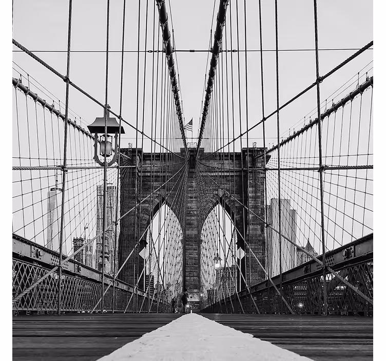 Rolgordijn woonkamer zwart-wit brooklyn bridge - TenStickers