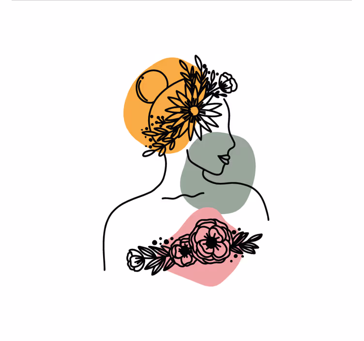 Rolgordijn woonkamer geweldige vrouw bloemen gezicht - TenStickers