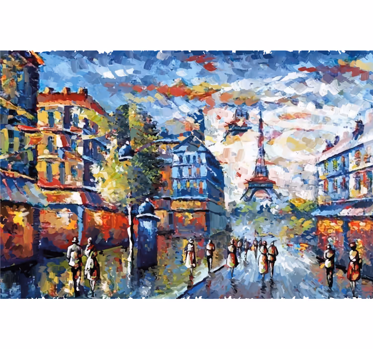 Rolgordijn woonkamer arte parijs bohemien aquarel - TenStickers