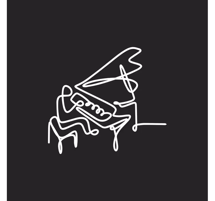 Rolgordijn woonkamer schattig ontwerp pianist lijntekening - TenStickers