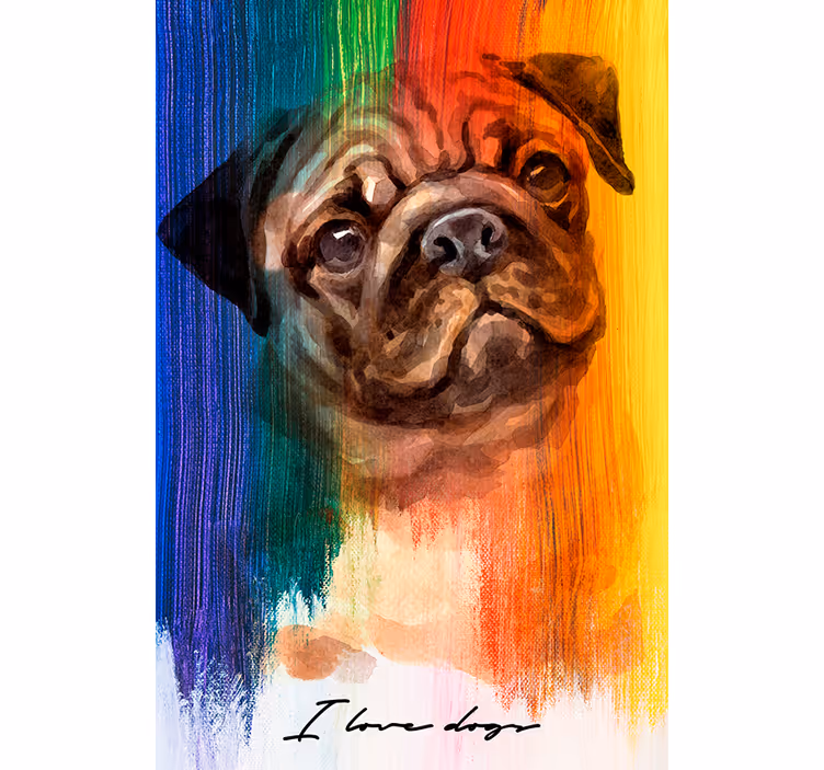 Rolgordijn woonkamer rainbow pug - TenStickers