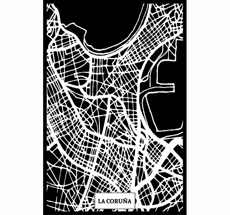 Rolgordijn woonkamer topografische kaart coruña - TenStickers