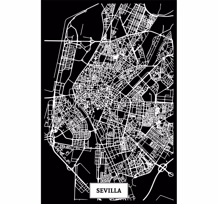 Rolgordijn woonkamer topografische kaart sevilla - TenStickers
