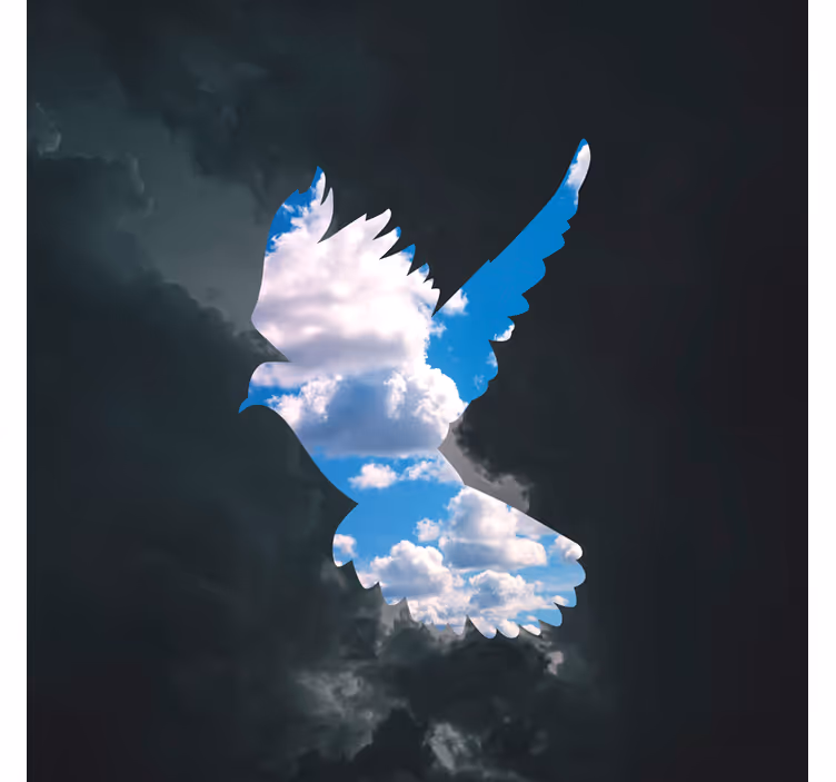 Rolgordijn woonkamer rené magritte duif - TenStickers