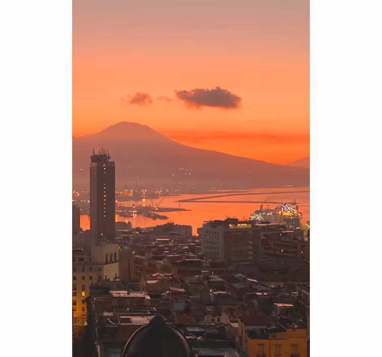 Rolgordijn woonkamer zonsondergang naples - TenStickers
