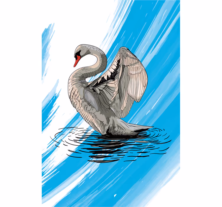 Rolgordijn woonkamer draw swan - TenStickers