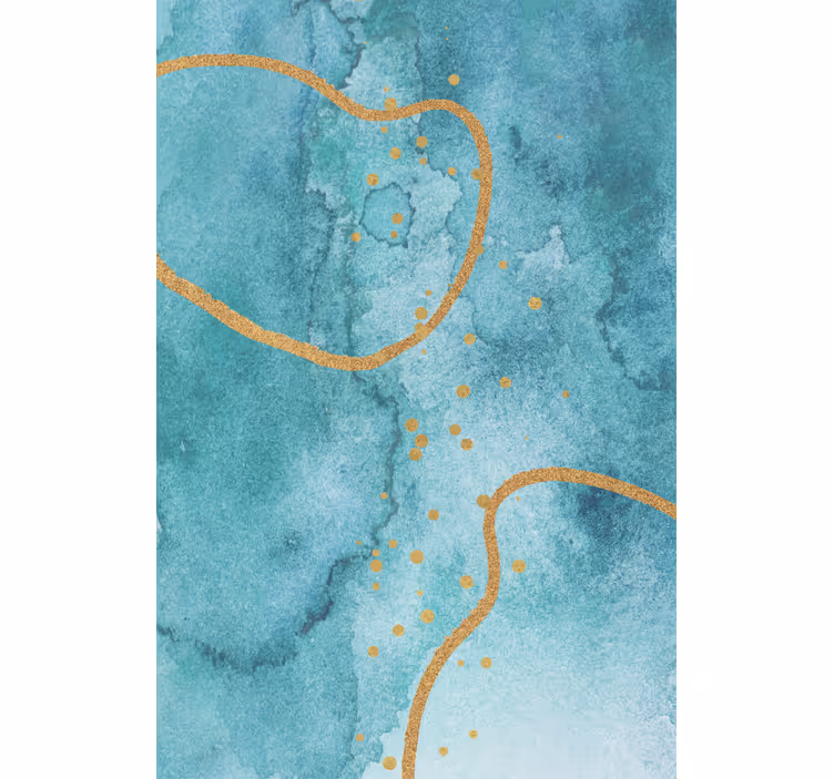 Rolgordijn woonkamer abstract aquamarijn met goud - TenStickers