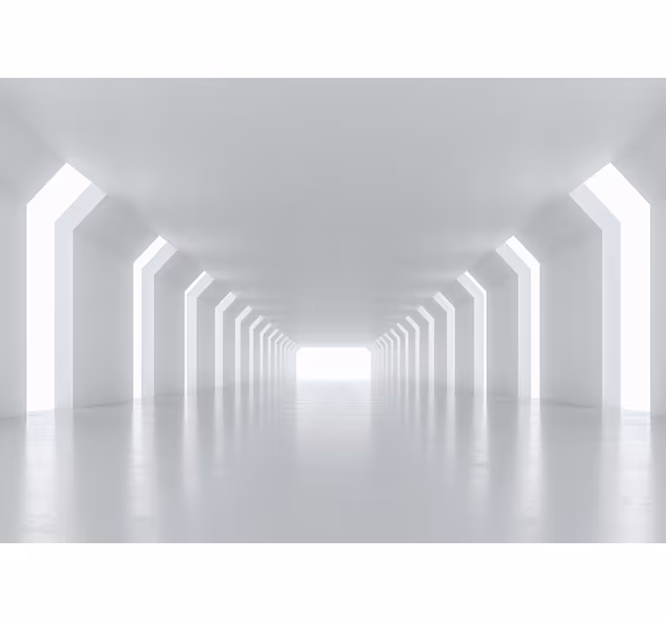 Wit rolgordijn futuristisch gangperspectief - TenStickers