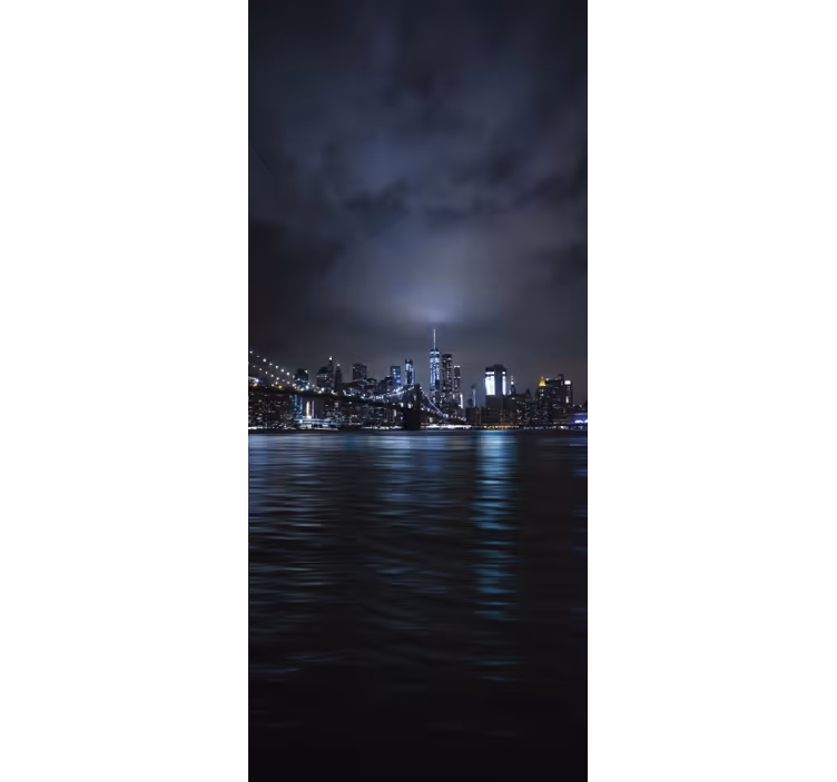 Rolgordijn zwart urban night panorama - TenStickers