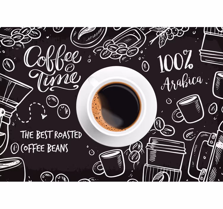 Rolgordijn zwart koffie tijd afbeeldingen - TenStickers