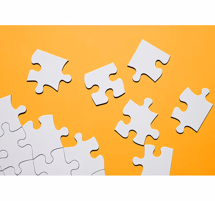 Rolgordijn geel puzzelstukjes muurbevestiging - TenStickers