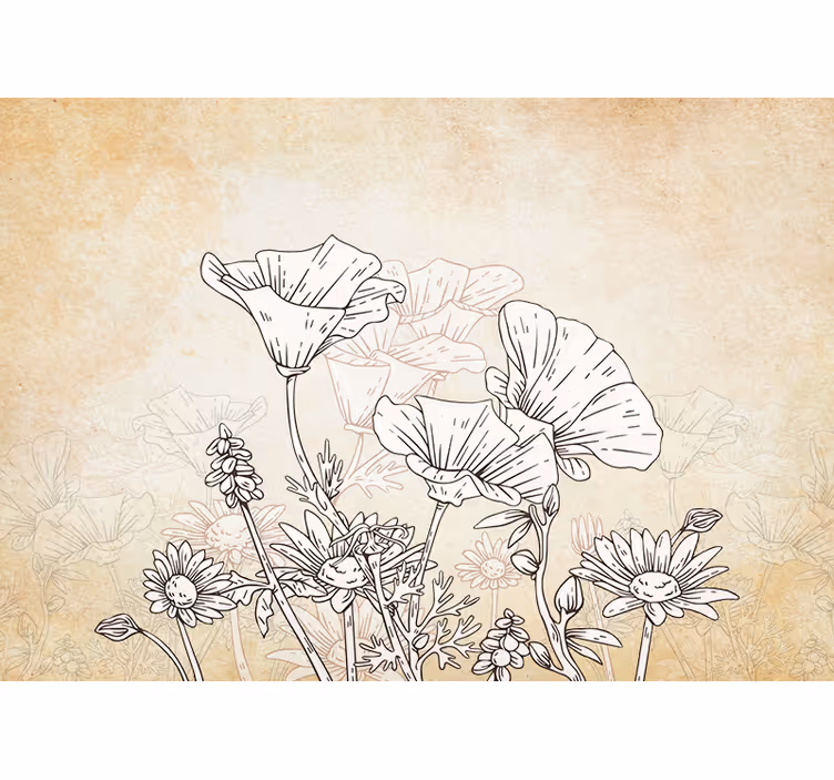 Rolgordijn beige vintage weide - TenStickers
