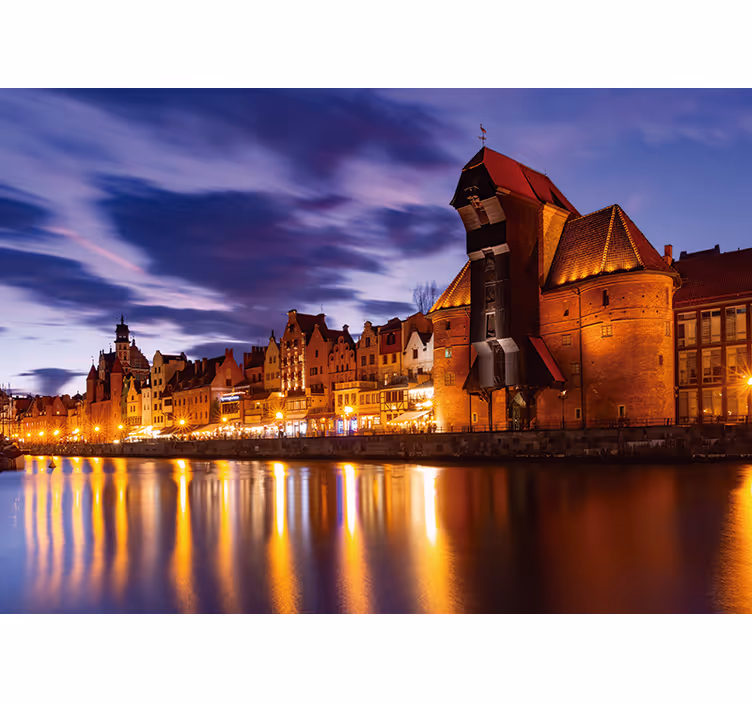 Blauw rolgordijn gdańsk in de nacht - TenStickers