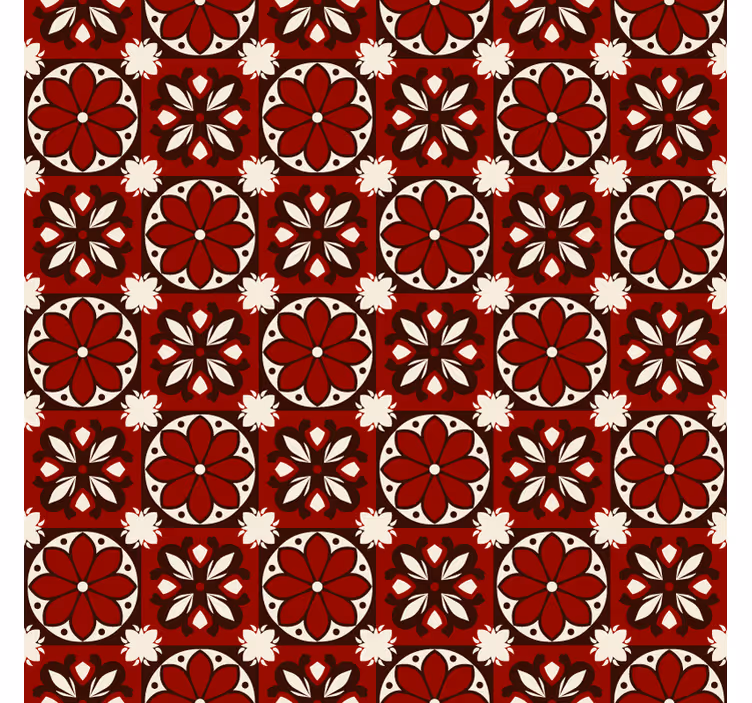 Rood rolgordijn vintage tegelpatroon - TenStickers