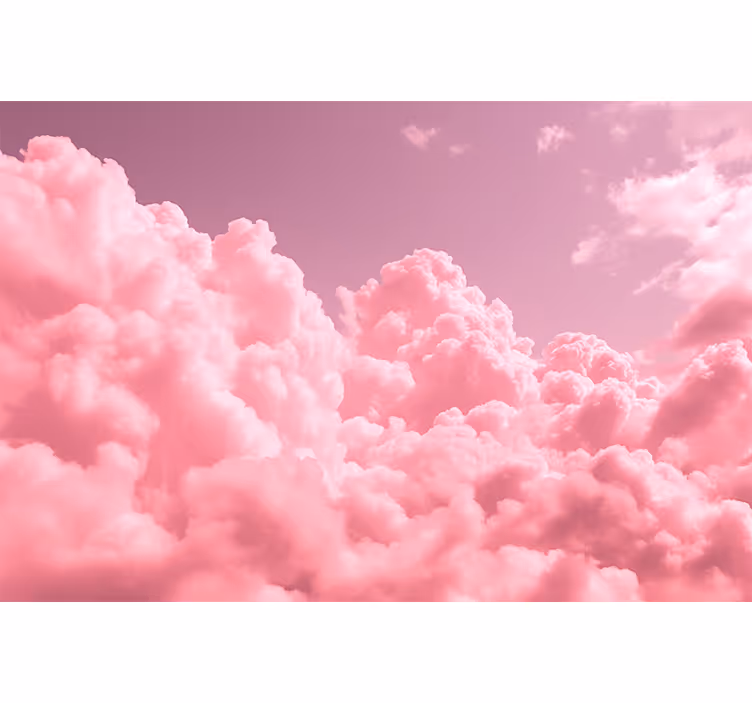 Rolgordijn roze met pluizige roze wolken - TenStickers