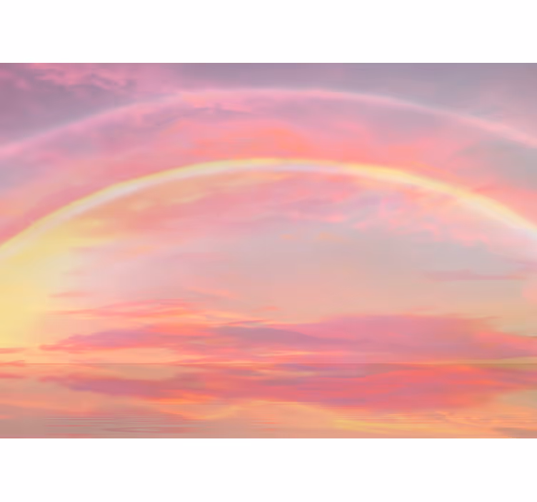 Rolgordijn roze roze lucht met regenboog - TenStickers