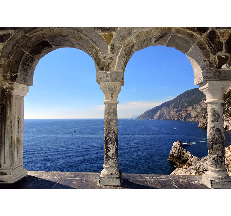 Rolgordijn woonkamer coastal view arches - TenStickers