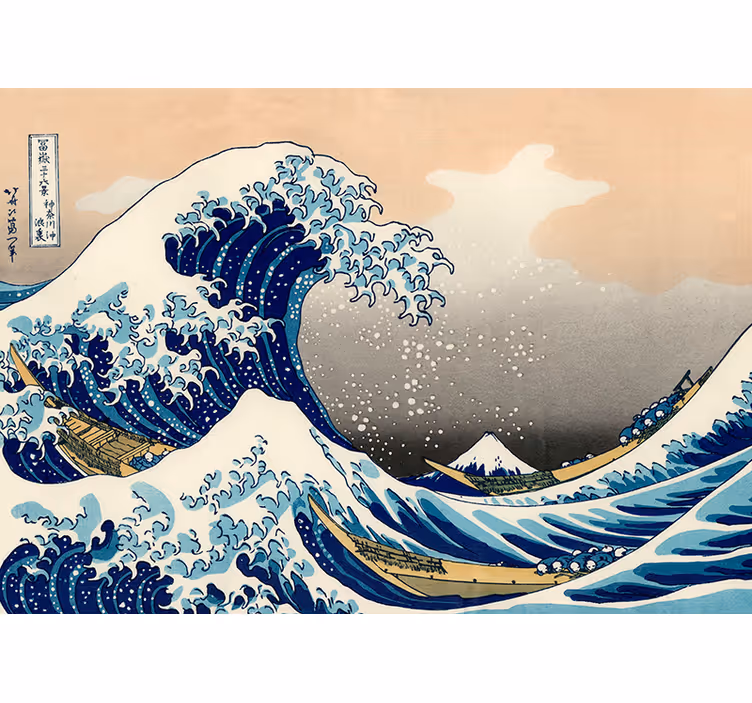 Rolgordijn woonkamer hokusai golf fotobehang - TenStickers