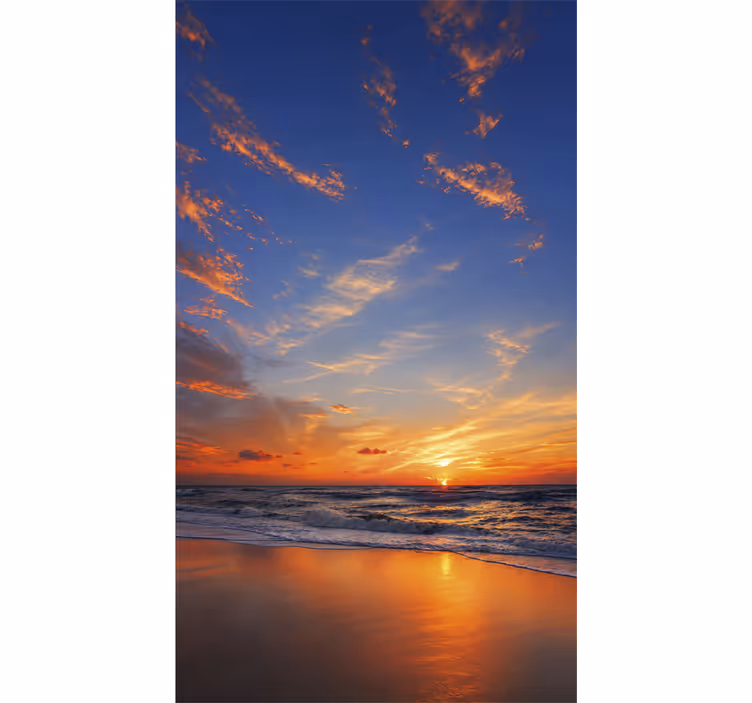Rolgordijn woonkamer sunset zeegezicht - TenStickers