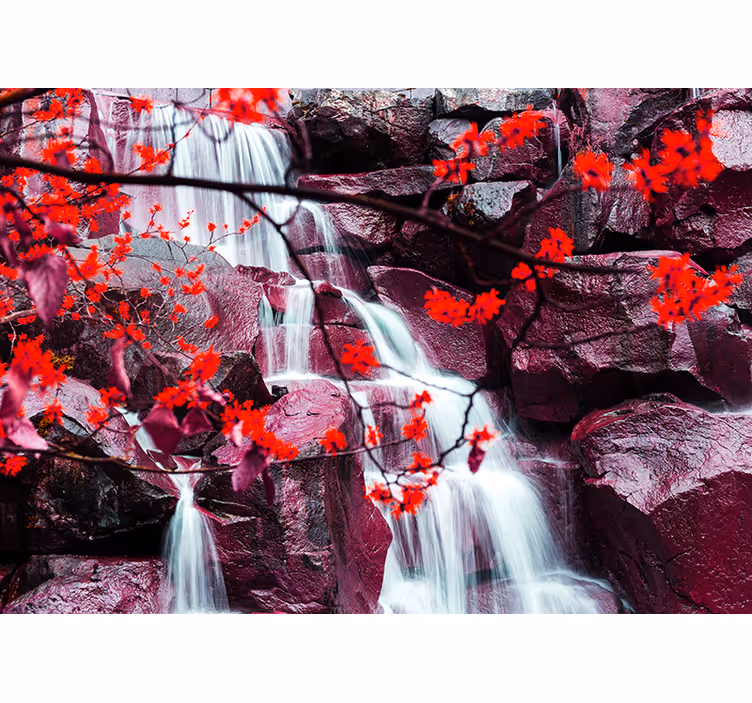 Rolgordijn woonkamer waterval natuur seizoen lente bos - TenStickers