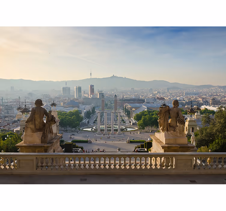 Rolgordijn woonkamer fotomuur barcelona fonteinen montjuïc - TenStickers