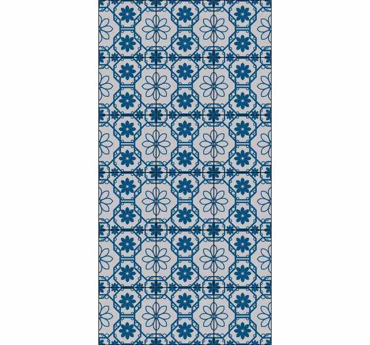 Blauw rolgordijn floral mozaïek tegel - TenStickers