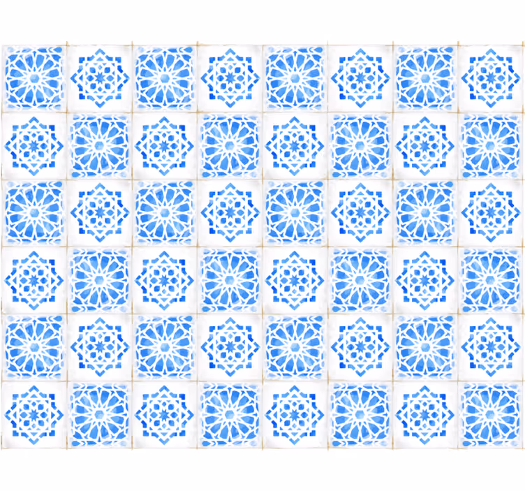 Blauw rolgordijn met ingewikkelde blauwe patronen - TenStickers