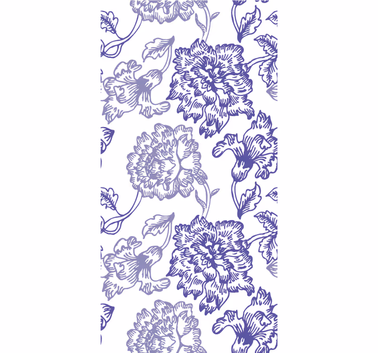 Blauw rolgordijn elegante bloemenpatronen - TenStickers