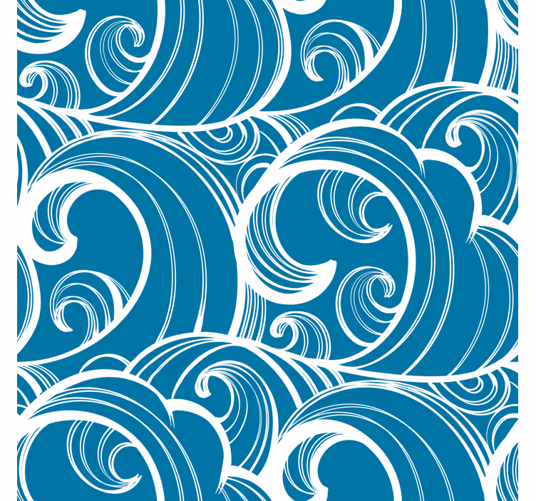 Blauw rolgordijn golfpatroon blauw - TenStickers