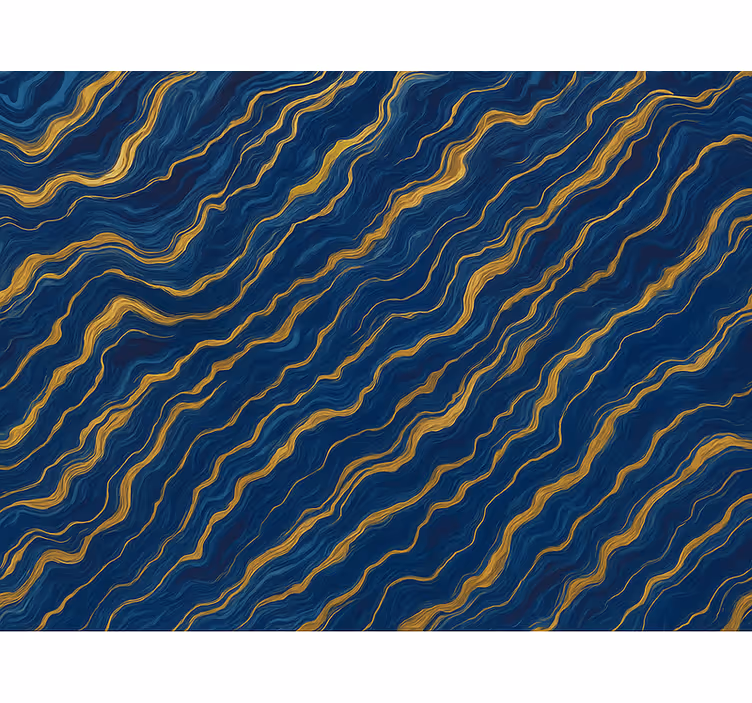 Blauw rolgordijn marmer blauw en goud - TenStickers