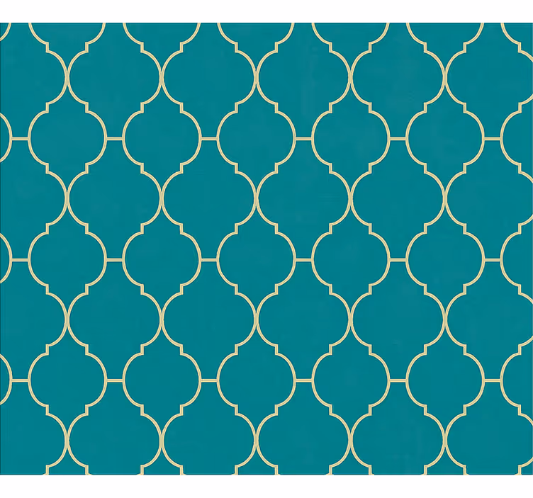 Blauw rolgordijn met goud en turquoise motief - TenStickers