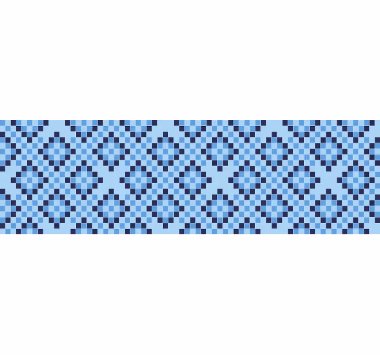Blauw rolgordijn geometrisch blauw pixelpatroon - TenStickers