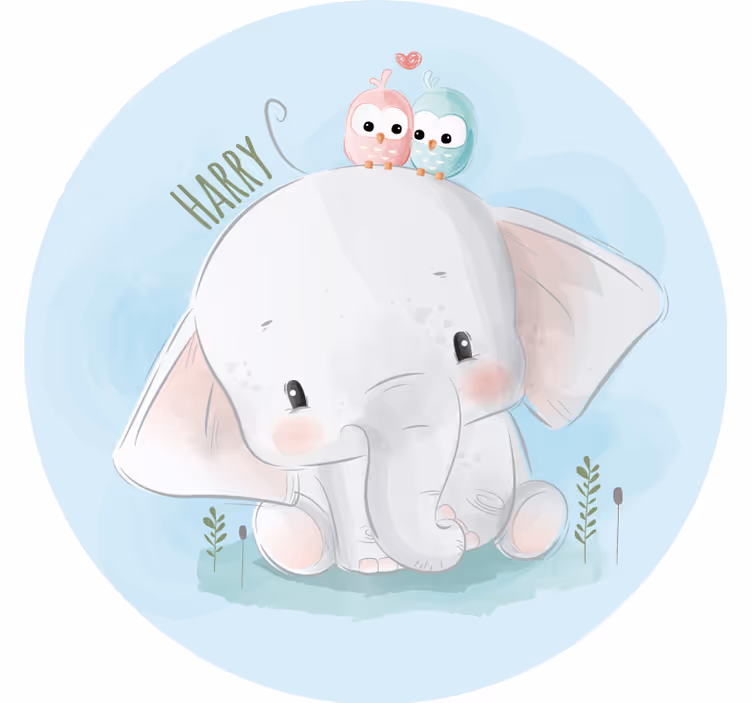 Blauw rolgordijn blauwe grote olifant - TenStickers