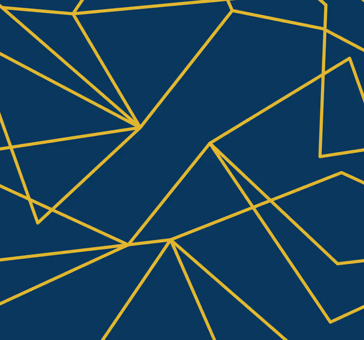 Blauw rolgordijn met geometrische gouden lijnen - TenStickers