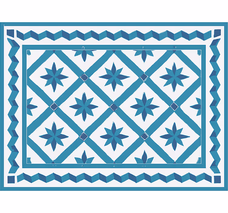 Blauw rolgordijn met geometrische sterrentegels - TenStickers