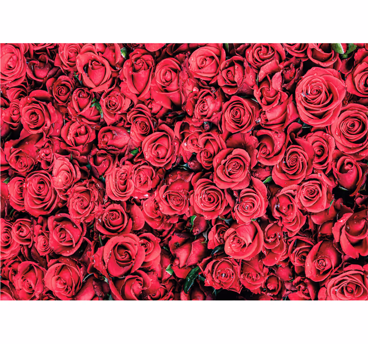 Rolgordijn woonkamer rode bloemen met textuur achtergrond - TenStickers