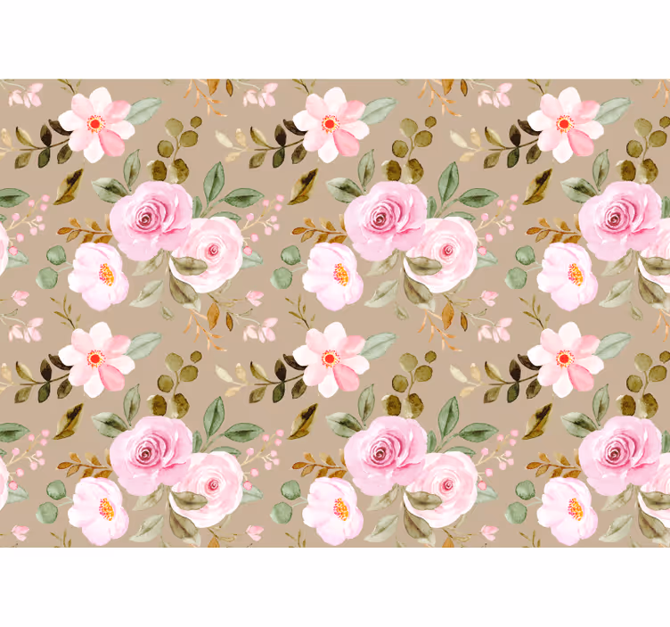 Rolgordijn woonkamer vintage beige rozenstructuur - TenStickers